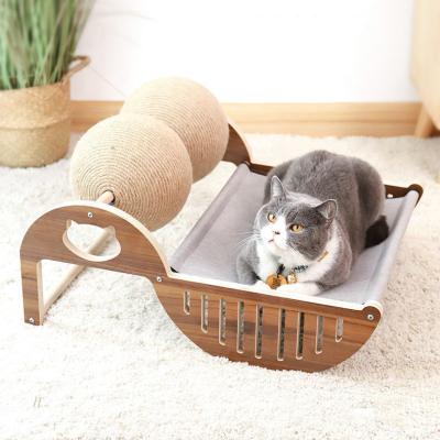 China Cat Bed Scratcher Interactive Solid Sisal Wooden Ball Viable Double Cat Toys for sale