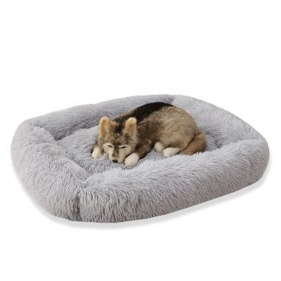 China Durable Medium Size Long Plush Comfortable Pet Beds Cushion Dog Bed for sale