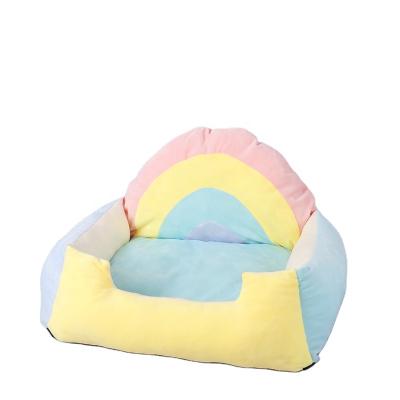 China Stocked Rainbow Cat Nest Dog Sofa Bed Non-Slip Bottom Couch Washable for sale