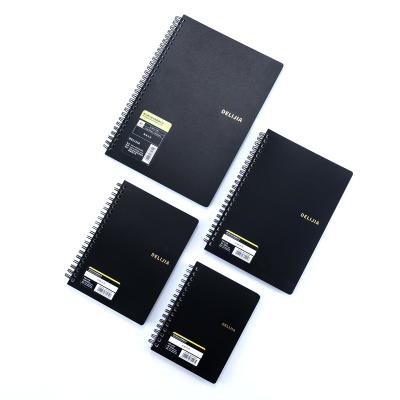 China Eco-friendly 32K A5 A6 A7 PP Black Hardcover Spiral Notepads Notebooks, Dotted Grid Lined Vertical Notepad for sale