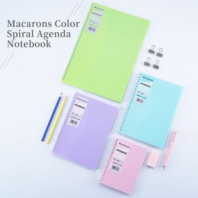 China Hardcover Book Macarons School Planner Colorful Yarn Tight Color PP Cover Sprial Journal Notebook for sale