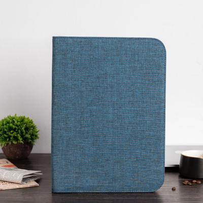 China Waterproof Business Fabric Canvas Padfolio Folder Zipper Document File Folder Manager for sale