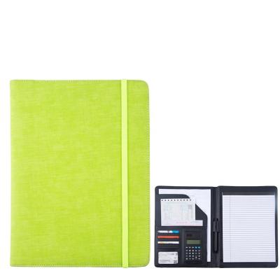 China Olive Green Waterproof Custom Leather PU A4 Document Folder Folder with Calculator for Gift Promotion Stationery for sale