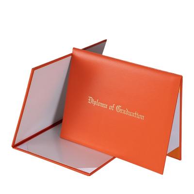 China Orange Printed Diploma Paper Cover for Letter Size Award Certificates 8.5