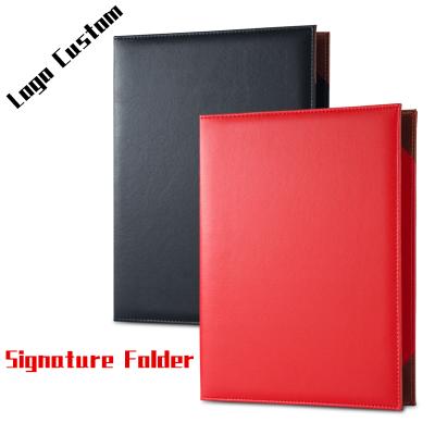 China Signature Folder Black Leather A4 Custom Red Leather Certificate Holder for sale