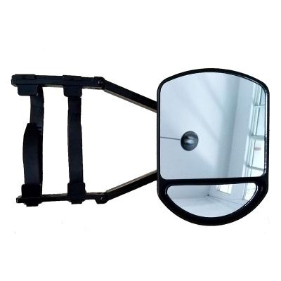 China Universal Rear View Mirror Dual View Side Clamp-on Tow Mirror Car SUV Truck Pickup Caravan Adjustable Flat Convex Extended Mirror for sale