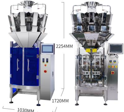 China This plant is design for potato chips packing vertical type packaging machine 304SS with multi head weigher and Z type lift and you can choose to add working platefr for sale