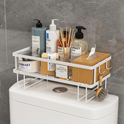 China Multifunctional Wall-Mounted Toilet Rack Single Double-Layer Moisture-Proof Toilet Rack Punch-Free Bathroom Toilet Rack With Hook for sale