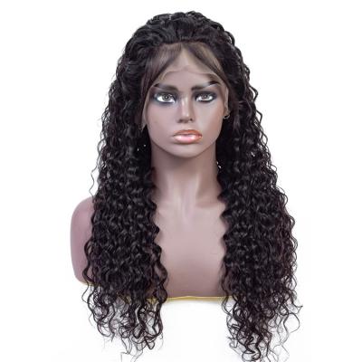 China Big Cap Natural Black Deep Curly Raw Remy Virgin Hair Brazilian Wave Full Lace Wigs With Baby Hair for sale