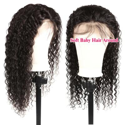 China 22in Water Wave Natural Curly Pixie Brazilian Virgin Hair Lace Front Wig for sale