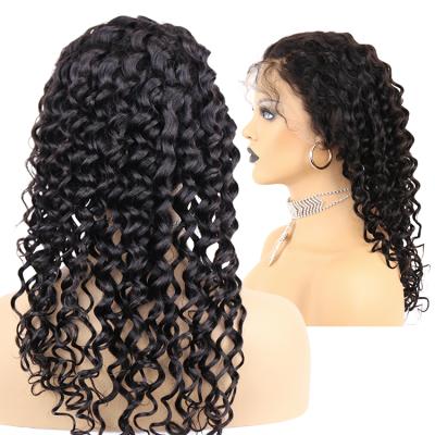 China Custom Logo Wig Deep Wave Boxes Pre Plucked Bleached Lace Frontal Front Wig For Women Hair Deep Wave Knots 180 Wigs for sale