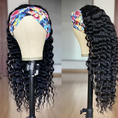 China No Tangle No Shedding No Smell No Mix Deep Wave Natural Curly Virgin Hair Black Hair Band Wigs For African American for sale