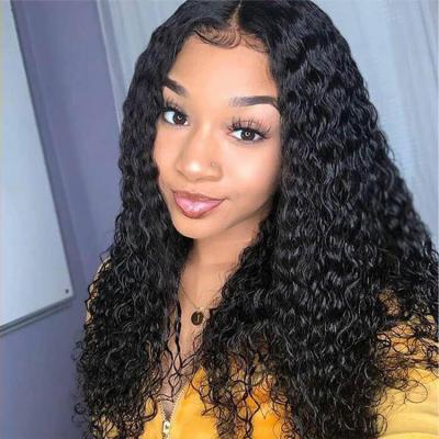 China Curly Brazilian Remy Hair Wigs Wet And Wavy Water Wave Lace Front Wigs Body Wave T-Part Wigs Transparent Frontal Wig 180 Density for sale