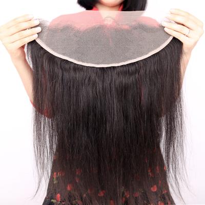 China 16inch Silky Straight Thin Sheer Illusion Lace Frontal Peruvian Hair Film Lace Frontal Headband Pre Plucked Transparent Hairline Lace Frontal for sale