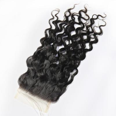 China Water Wave Brazilian Hair 10a Cheerful Grade Brazilian Hair Bundles With Closure , 4x4 Lace Size Swiss Brazilian Hair Lace Closure for sale