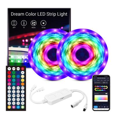 China Waterproof Dreamy Tuya 10m 300 LED Theme Park Color LED Strip IP65 Digital RGBIC Light Color Chasing Function For Home for sale