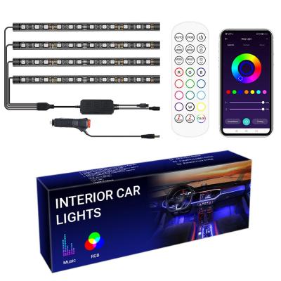 China Factory Wholesale 12V RGB App Control LED Rock Decorative Colorful Car Interior Lights Music Sync LED Strip Car Light Factory Wholesale 12V RGB Car Interior Lights for sale