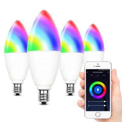 China HOME Base 6W LED Candelabra Light Bulbs E12 Color Changing And Dimmable Smart Candle Light Bulb Compatible With Alexa for sale