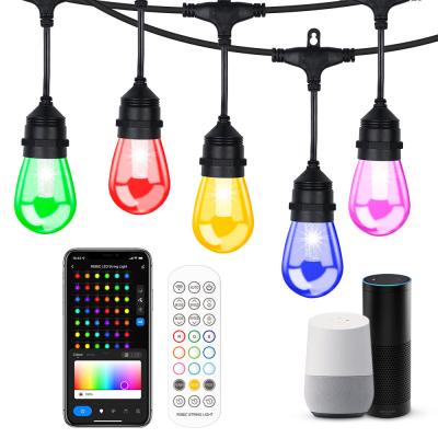 China Garden Music Sync With Dimmable S14 Color Changing APP Control Outdoor RGBICWW Lights 7M 10m 15M Smart String Light for sale