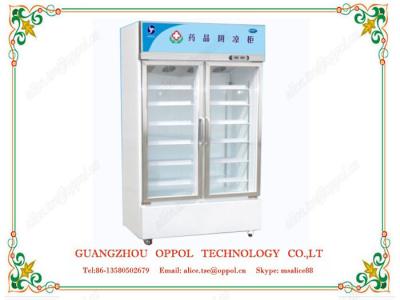 China OP-005 Two Glass Swing Doors Freezer Adjustable Shelf Display Cooler Medical Refrigerator for sale