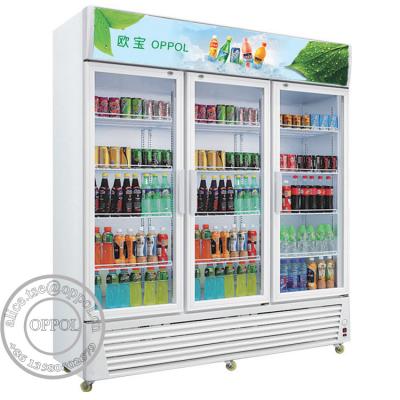 China OP-A400 CE Approved Supermarket 1000L Capacity Glass Door Fridge for sale