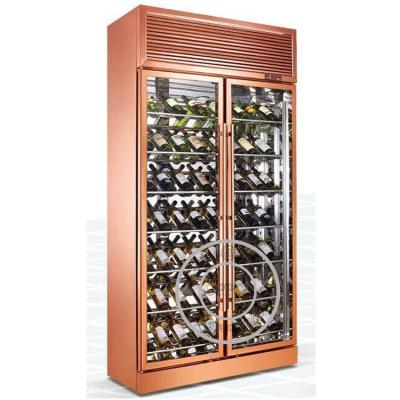 China OP-A1003 Luxury Gold Color Two Doors Customized Wine Glass Display Cooler for sale