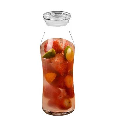 China Household Product 550ml Transparent Glass Juice Bottle With Lid Beverage Bottle Carry On Drinking Water Bottle for sale