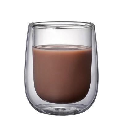 China Sustainable Coffee Mug Transparent Egg Shaped Double Cup High Borosilicate Glass Insulated Water Mug for sale