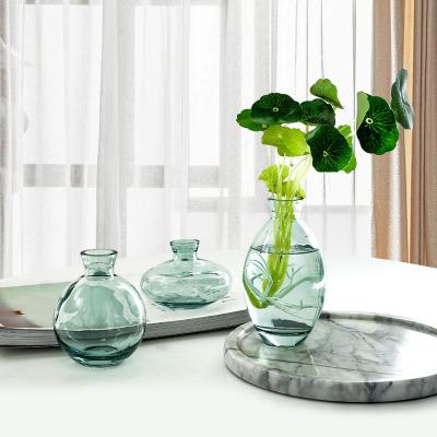 China Modern Luxury Clear Aquatic Glass Vase Minimalist For Living Room Dining Table for sale