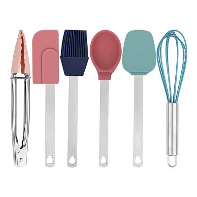 China Sustainable 6 pcs MINI Kitchen Utensil Set with stainless steel handles and silicone head for kitchen cookware for sale