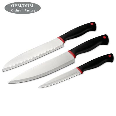 China Durable Hot Selling 3CR13 Stainless Steel 3pcs Kitchen Knife Knife Set Black PP Handle for sale