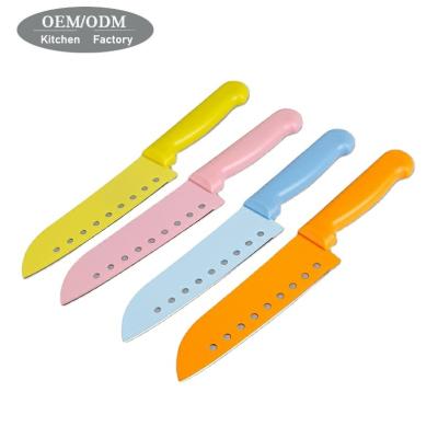 China Factory viable professional direct hot sale stainless steel non stick coating colorful pp handle japanese santoku knife knives knivers for sale