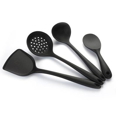 China Sustainable Black Silicone 4 Pcs Kitchen Utensil Set For Kitchen Food Grade Silicone Cooking Tools for sale