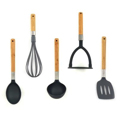 China Five Pieces Sustainable Hot Sale Bamboo Kitchenware Set Nylon Cooking Cooking Utensils For Kitchen Accessories for sale