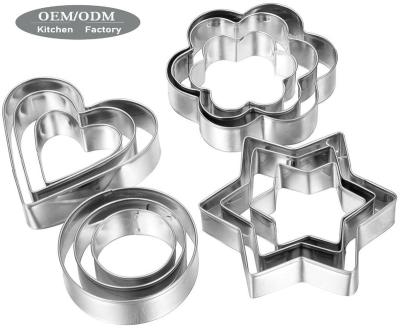 China Docik Viable 12 Piece Small Stainless Steel Cookie Cutter, Vegetable Cake Fruit Cookie Cutters Molds Set for sale