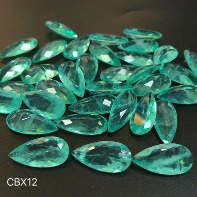 China CB12 Fire pear shape paraiba loose synthetic blue tourmaline crystal stone or color play for sale