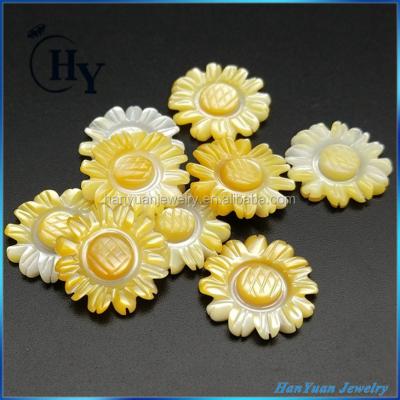 China Color Game or DIY Fire Flower Chrysanthemum Yellow Color Cut Out Pearlescent Flower Beads for sale