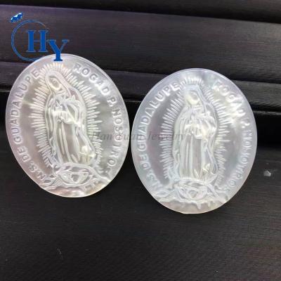 China European Virgin Mary white pearly shell carved for pendent for sale