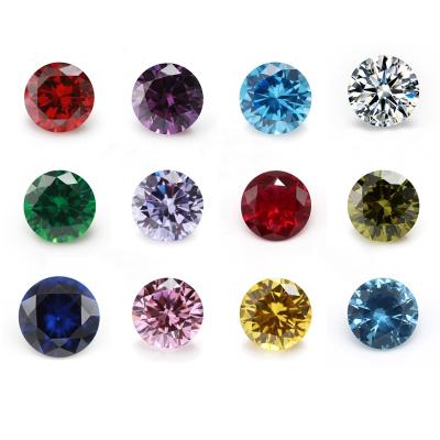 China High Quality Loose Zircon Round Shape 6mm 8mm Grade AAAAA Stones CZ Game Or Fire Color Lucky Stones for sale