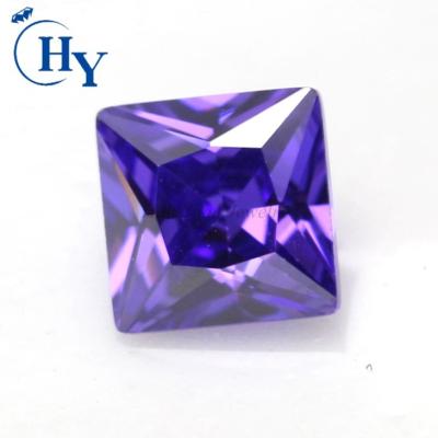 China Lab High Temperature Diamond Cut Princess Square Strength Purple Zircon For Jewelry for sale