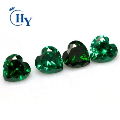 China Color Set Or Fire CZ Stone Heart Beads Machine Cut European Gem Price Green Cubic Zirconia for sale