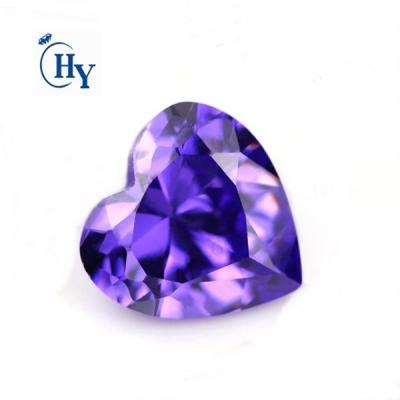 China Fire Gemstone Machine Cut 6x6mm Cheap Color Set Or Heart Shape Purple CZ Gems for sale