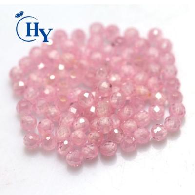 China Wholesale Color Play Or Fire Loose Gemstone Faceted CZ Beads Zircon Ball With Hole for sale