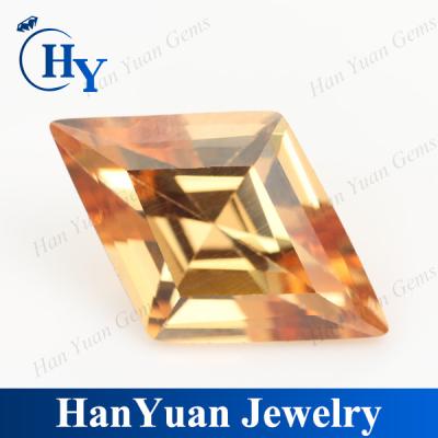 China Color Play or Fire Rhombus Shape Champagne Cubic Zirconia Gemstone for sale