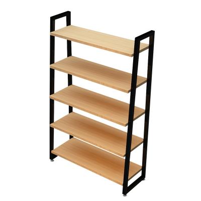 China (Size) 5 Tier Modern Adjustable Wooden Trapezium Shoe Display Rack Display Racks for sale