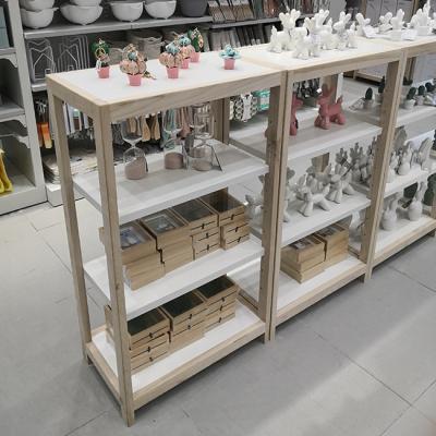 China Corrosion protection promotion Miniso shelf retail store display stand unique rare wood furniture store racks display furniture for sale