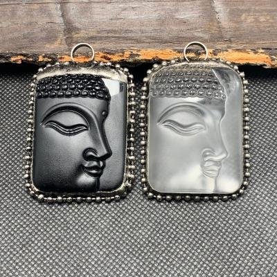 China New Design Europe and America A140 Natural Color Gemstone Quartz Buddha Necklace Chain Necklace Silver Buddha Pendant Necklace for sale