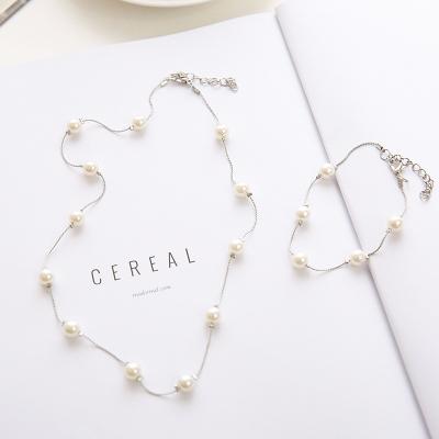 China A020 Environmental Friendly High Quality Pearl Necklace Bracelet,Hot Silver Necklace Bracelet High Quality Stone Beads Necklace For Women for sale