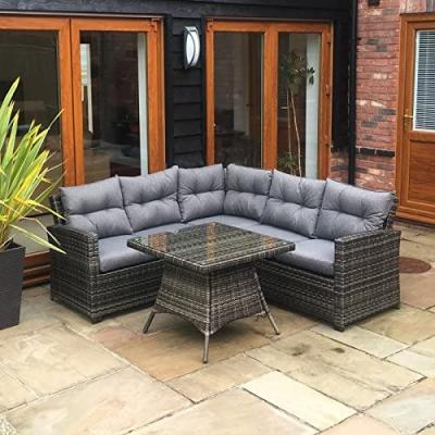 China Modern Furniture Rattan 5-7 Seater Living Room / Dining High Back Sofa Set - Gray Weave Mixed for sale