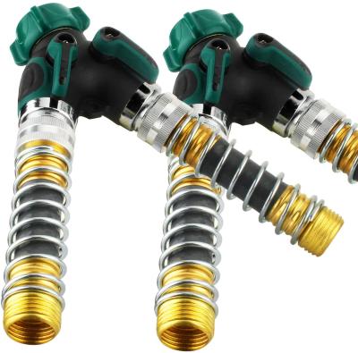 China Soft Solid Heavy Duty Brass Metal Body Heavy Duty Brass Body Y Connector 2 Way Garden Hose Splitter 2 Way Handle Rubberized Water Cut Off Valve With 2 Pcs 3/4 Fa for sale